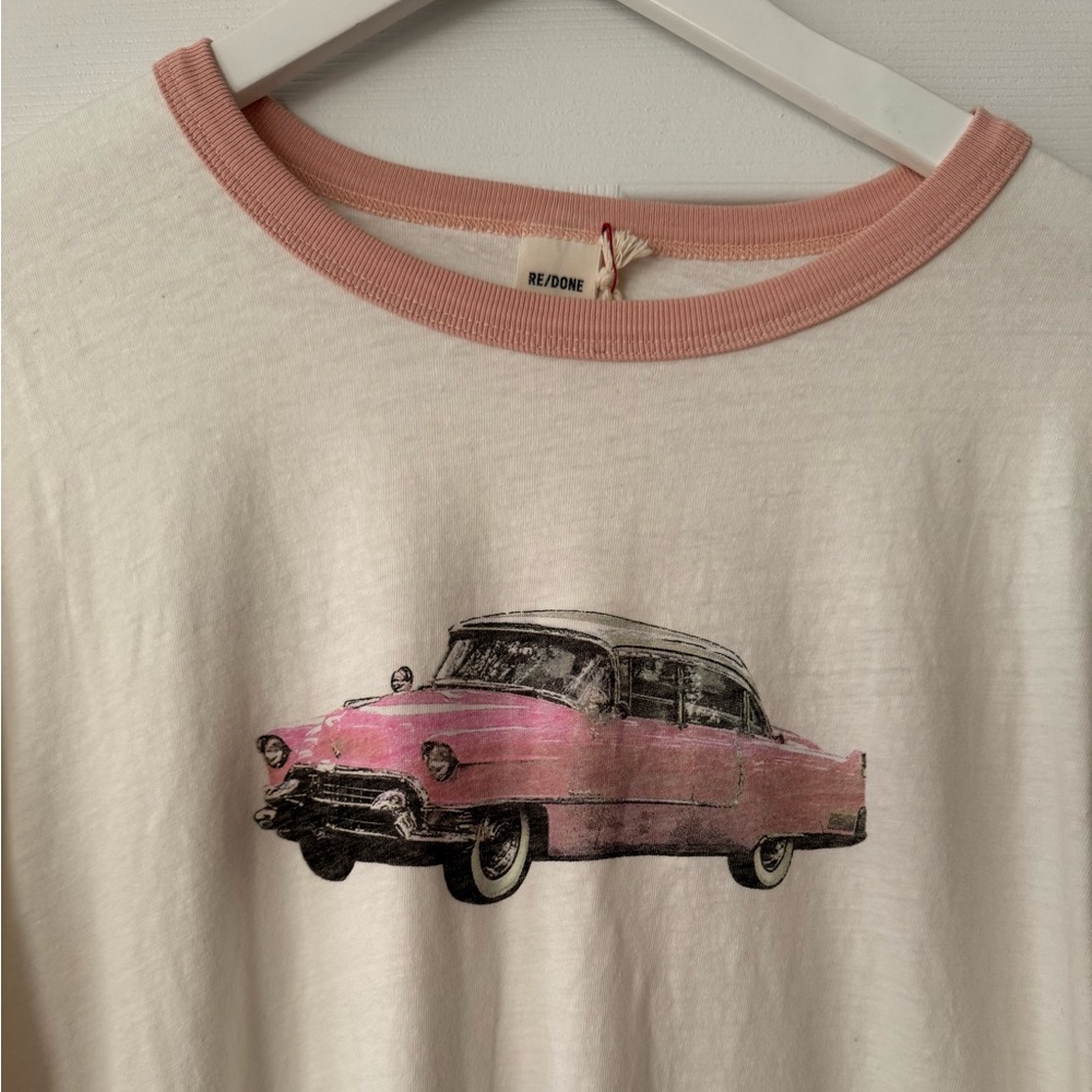 RE/DONE Pink Caddy Ringer Tee - Picture 4 of 12